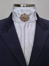 Load image into Gallery viewer, ERA EURO LYNDAL COTTON STOCK TIE - White & textured Cotton with antique brooch