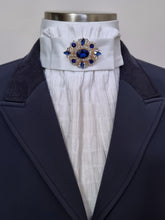 Load image into Gallery viewer, ERA EURO LYNDAL COTTON STOCK TIE - White & textured Cotton with antique brooch