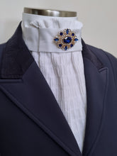 Load image into Gallery viewer, ERA EURO LYNDAL COTTON STOCK TIE - White & textured Cotton with antique brooch