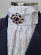 Load image into Gallery viewer, ERA EURO LYNDAL COTTON STOCK TIE - White & textured Cotton with antique brooch
