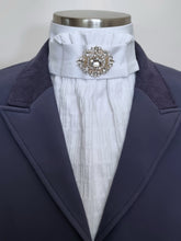Load image into Gallery viewer, ERA EURO LYNDAL COTTON STOCK TIE - White & textured Cotton with antique brooch