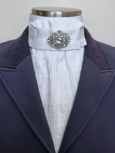 Load image into Gallery viewer, ERA EURO LYNDAL COTTON STOCK TIE - White & textured Cotton with antique brooch