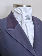 Load image into Gallery viewer, ERA EURO LYNDAL STOCK TIE - White 100% cotton with sapphire & clear Swarovski crystal elements