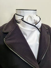 Load image into Gallery viewer, ERA MARY Self-Tie Stock Tie - White Cotton with Black Piping "Traditional Tie Your Own"  with or without brooch