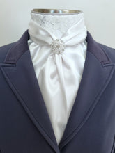 Load image into Gallery viewer, ERA Elle Stock Tie - Soft Ties with Lace detail and Brooch