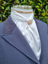 Load image into Gallery viewer, ERA Elle Stock Tie - Soft Ties with Rose Gold crystal trim, piping and Brooch