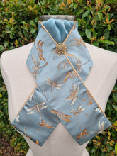 Load image into Gallery viewer, ERA Designer Collection - Pre-tied Stock Tie Plastron - Mint Oriental Brocade - Dragonflies