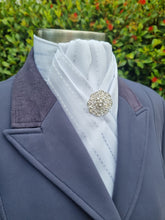 Load image into Gallery viewer, ERA DEB Cotton Self Stripe Pre-tied Stock Tie Cravat with brooch