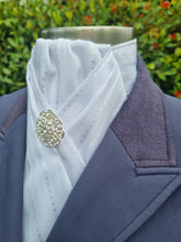 Load image into Gallery viewer, ERA DEB Cotton Self Stripe Pre-tied Stock Tie Cravat with brooch