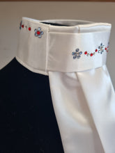Load image into Gallery viewer, ERA EURO KARA Stock Tie – White pleated satin with Swarovski crystals