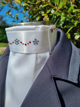 Load image into Gallery viewer, ERA EURO KARA Stock Tie – White pleated satin with Swarovski crystals