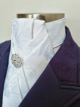 Load image into Gallery viewer, ERA ALEX Stock Tie - White Jacquard with pleated centre & crystal brooch