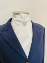 Load image into Gallery viewer, ERA DEB STOCK TIE - CLEARANCE - Cream satin with brooch