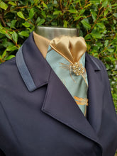 Load image into Gallery viewer, ERA Designer Collection - Pre-tied Stock Tie Plastron - Mint Oriental Brocade - Dragonflies