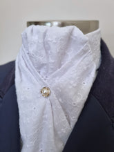 Load image into Gallery viewer, ERA DEB Broderie Anglais Stock Tie - Limited Special Edition - White embroidered cotton with pearl stud pin