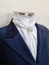 Load image into Gallery viewer, ERA Elle Stock Tie - Soft Ties with Lace trim, piping and Brooch
