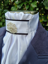 Load image into Gallery viewer, ERA EURO CHARIZE STOCK TIE - White, black piping and silver brooch