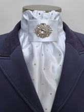Load image into Gallery viewer, ERA EURO CHARIZE STOCK TIE - White satin with your choice of various brooches and crystals