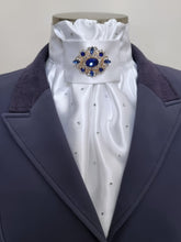 Load image into Gallery viewer, ERA EURO CHARIZE STOCK TIE - White satin with your choice of various brooches and crystals