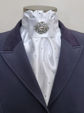 Load image into Gallery viewer, ERA EURO CHARIZE STOCK TIE - White satin with your choice of various brooches and crystals