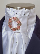 Load image into Gallery viewer, ERA Euro Charize - Pre-tied Stock Tie - White Satin with or without Crystals & choice of brooch