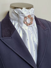 Load image into Gallery viewer, ERA Euro Charize - Pre-tied Stock Tie - White Satin with or without Crystals & choice of brooch