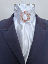 Load image into Gallery viewer, ERA Euro Charize - Pre-tied Stock Tie - White Satin with or without Crystals & choice of brooch