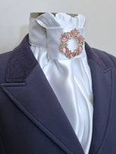 Load image into Gallery viewer, ERA Euro Charize - Pre-tied Stock Tie - White Satin with or without Crystals & choice of brooch
