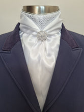 Load image into Gallery viewer, ERA Elle Stock Tie - Soft Ties with silver diamond brocade and Brooch