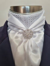 Load image into Gallery viewer, ERA Elle Stock Tie - Soft Ties with silver diamond brocade and Brooch