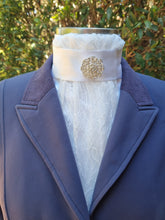 Load image into Gallery viewer, ERA EURO LYNDAL GRACE Stock Tie - White lace and satin with choice of brooch