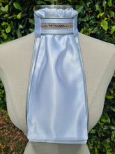 Load image into Gallery viewer, ERA Euro Lyndal Regal Stock Tie - White Satin with silver metallic piping and rose gold crystal trim