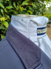 Load image into Gallery viewer, ERA Euro Lyndal Regal White Satin with Crystal & Navy Trim