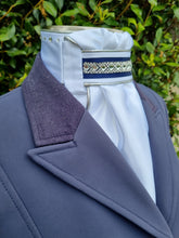 Load image into Gallery viewer, ERA Euro Lyndal Regal White Satin with Crystal & Navy Trim