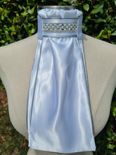 Load image into Gallery viewer, ERA Euro Lyndal Regal Stock Tie - White Satin with silver piping & crystal and pearl trim