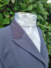 Load image into Gallery viewer, ERA Euro Lyndal Regal Stock tie - White Satin with white piping and small pearl trim