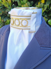 Load image into Gallery viewer, ERA Euro Lyndal Regal - White Satin with gold piping, rings and ribbon trim