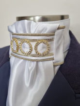 Load image into Gallery viewer, ERA Euro Lyndal Regal - White Satin with gold piping, rings and ribbon trim