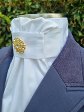 Load image into Gallery viewer, ERA Euro Lyndal Stock Tie - White Cotton with Brooch