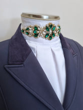Load image into Gallery viewer, ERA Euro Royale - White satin with Emerald Green embellishment and gold piping
