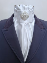 Load image into Gallery viewer, ERA EURO CHARIZE STOCK TIE - White satin with your choice of various brooches