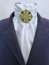 Load image into Gallery viewer, ERA EURO CHARIZE STOCK TIE - White satin with your choice of various brooches