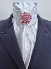 Load image into Gallery viewer, ERA EURO CHARIZE STOCK TIE - White satin with your choice of various brooches