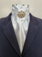 Load image into Gallery viewer, ERA EURO CHARIZE STOCK TIE - White satin with your choice of various brooches