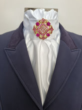 Load image into Gallery viewer, ERA EURO CHARIZE STOCK TIE - White satin with your choice of various brooches