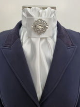 Load image into Gallery viewer, ERA EURO CHARIZE STOCK TIE - White satin with your choice of various brooches