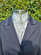 Load image into Gallery viewer, ERA Elle Stock Tie - Soft Ties with Split collar, silver piping and Brooch