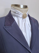 Load image into Gallery viewer, ERA Elle Stardust Stock Tie - White Satin Soft Ties with Gold Stardust and Brooch