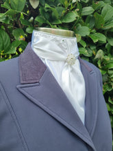 Load image into Gallery viewer, ERA Elle Pre-tied Stock Tie - White satin Soft Ties with Scattered Sparkles & Brooch