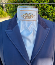 Load image into Gallery viewer, ERA Euro Lyndal Stock Tie - White satin with Rose Gold Embellishment